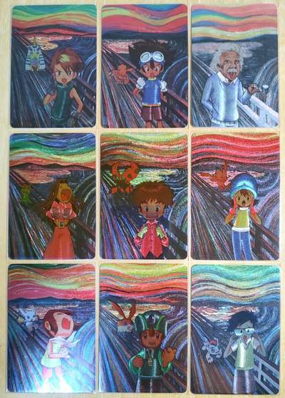 龙虎卡牌-六九场（无佣金，周六结拍，欢迎送拍） - 粗闪9张 油画呐喊联动数码宝贝 一套