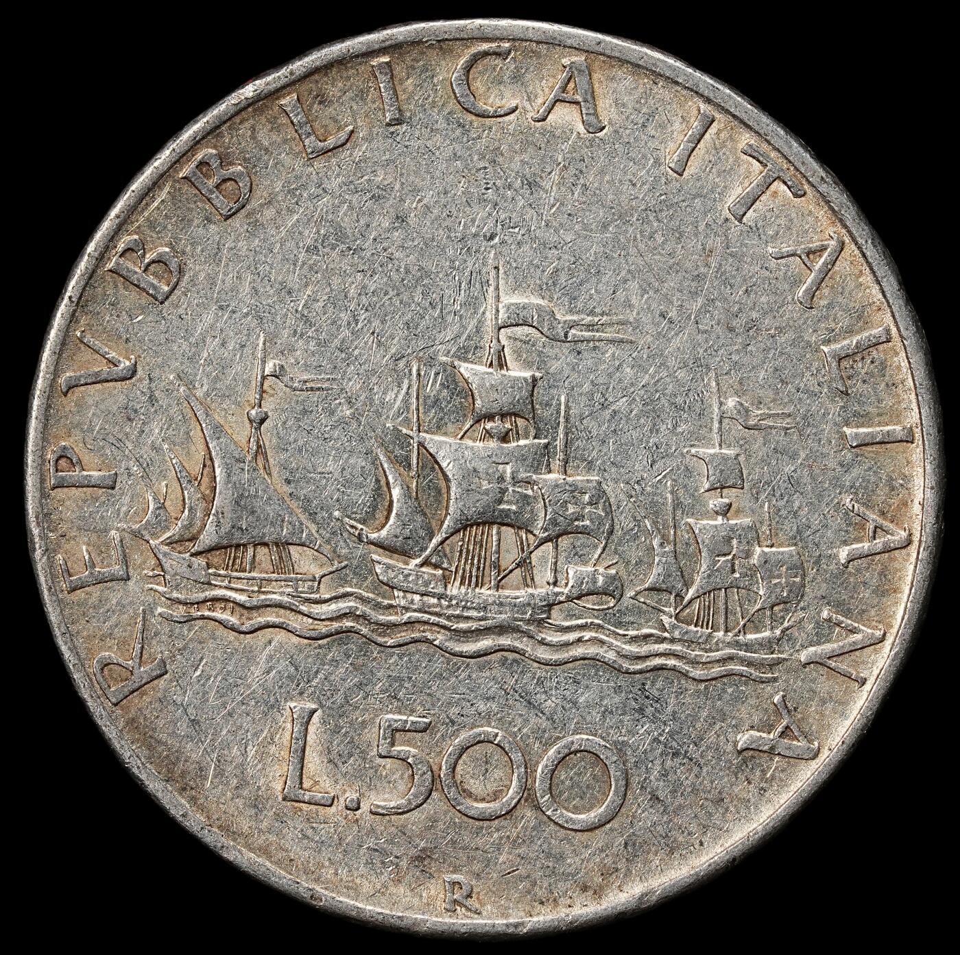 修遠堂世界钱币第九十九期 1958意大利帆船500里拉银币 10.95g，含银83.5%