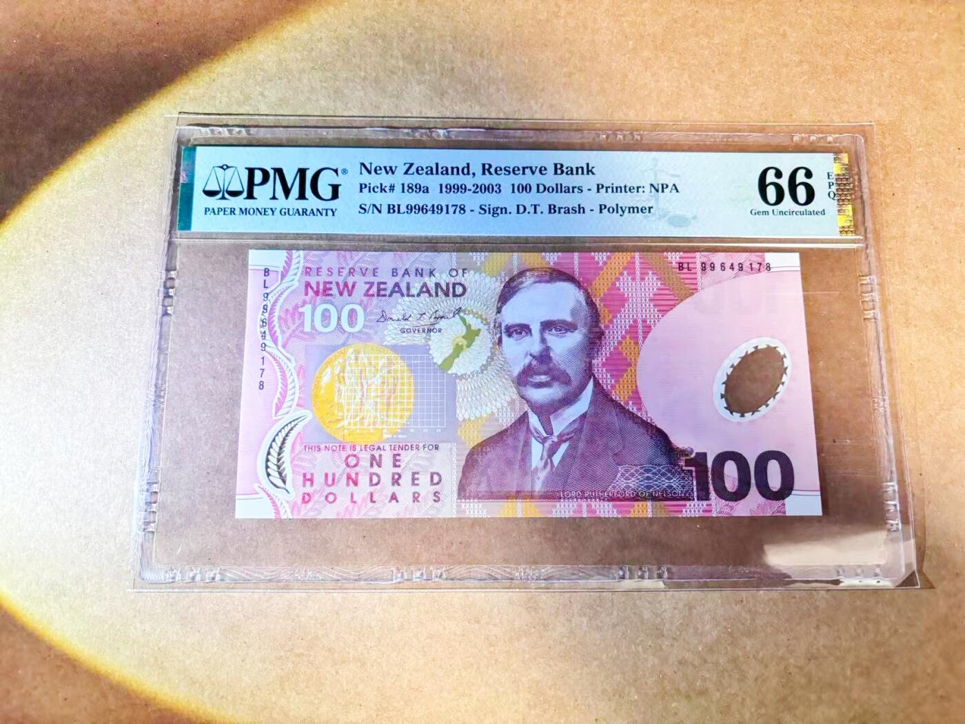 【Blue Auction】世界纸币精拍第768期——18级TOP拍卖/信誉/品质/专业/高效💫  新西兰 1999-2003年100元 PMG66EPQ 