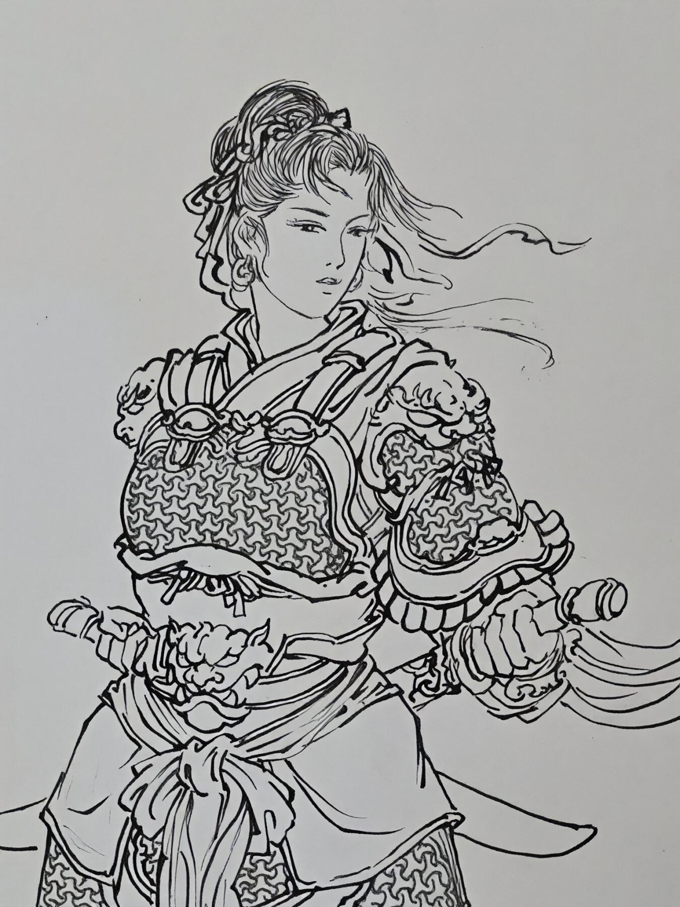 白泽拍卖卡牌手绘专场第30期（白金之夜 跨年大拍） 2021 胡洪手绘画 2张 扈三娘 A4 胡洪亲签 钤印