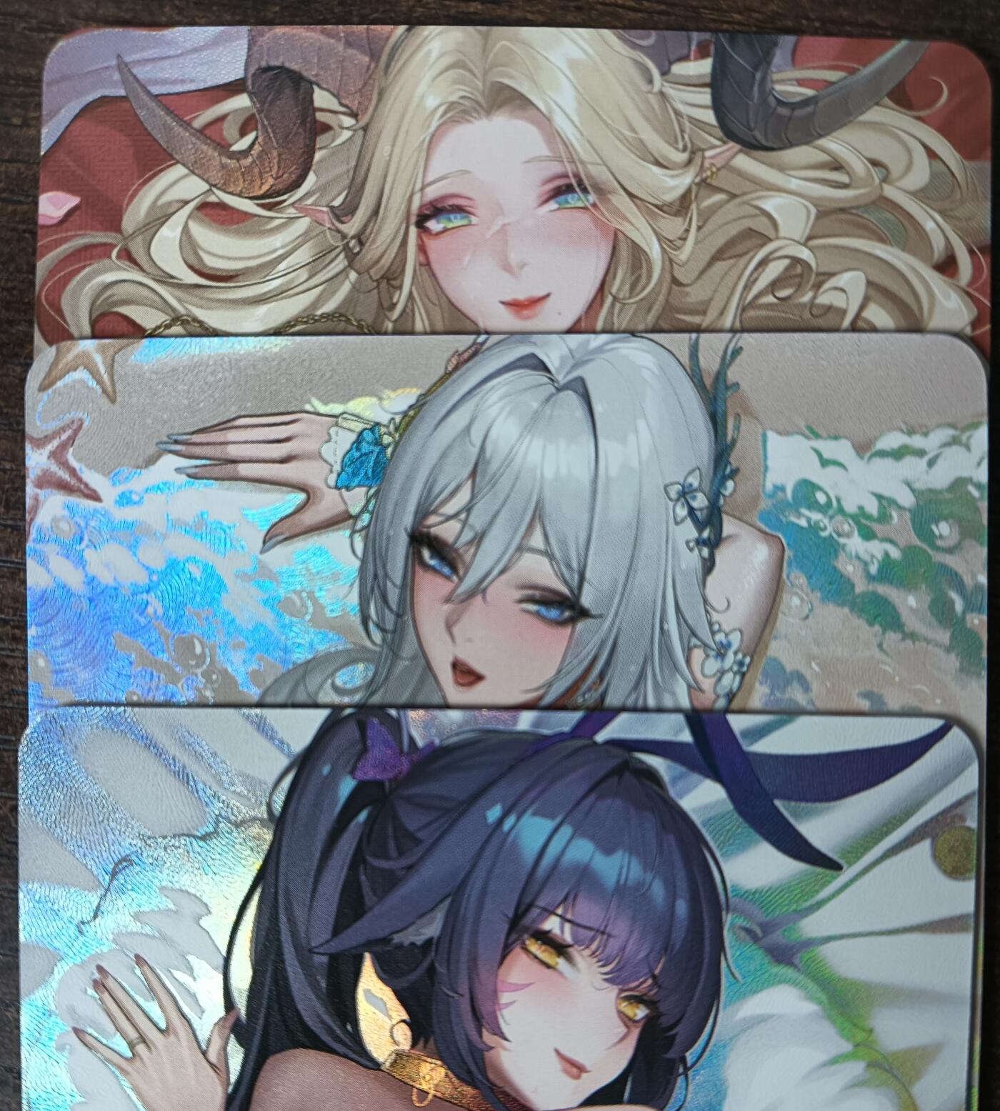 花开卡拍第53期（12月28号周日截拍，品控勿拍!!!拍品不寄存，运费5元，自制卡难免瑕疵，可能存在轻微撞角爆边等出厂瑕疵，品控介意勿拍！） 墨卡文创 枕边艺术卡 彩闪3张