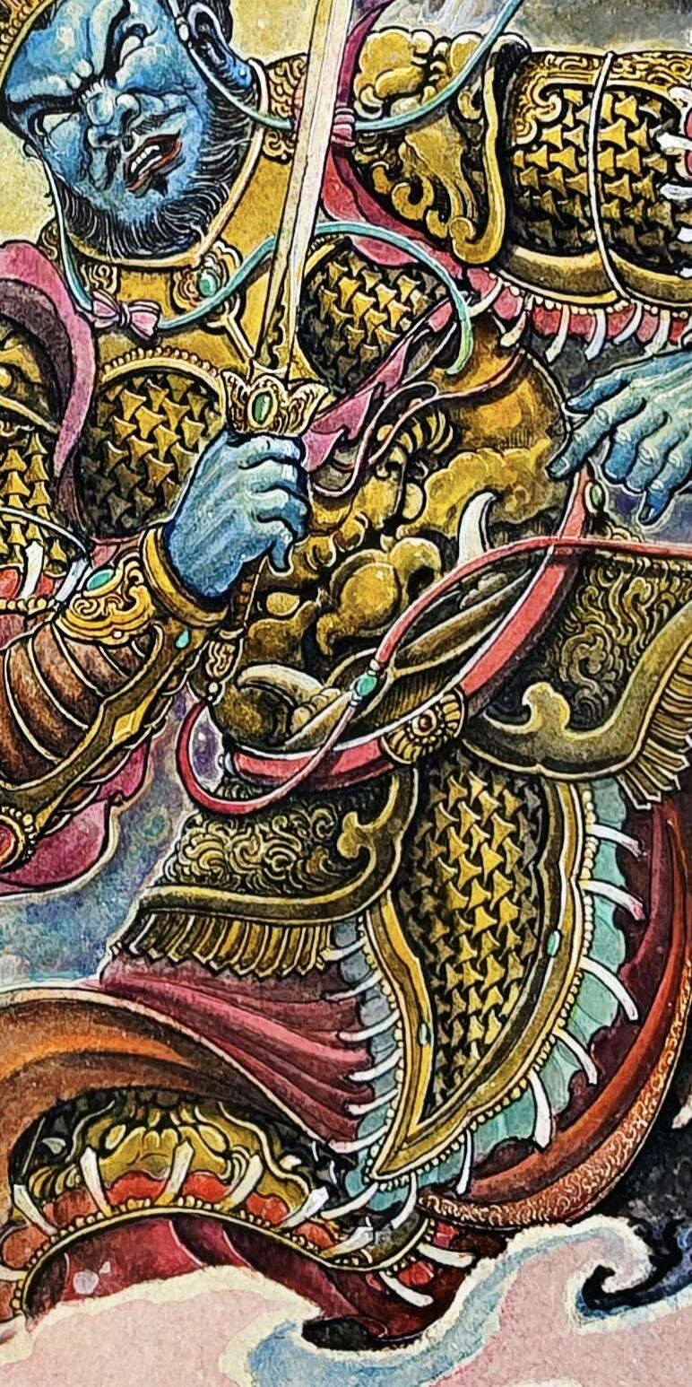 白泽拍卖卡牌手绘专场第30期（白金之夜 跨年大拍） 2025 刘晓明手绘画 南方增长天王 尺寸：18.7cm*37.6cm 刘晓明亲签