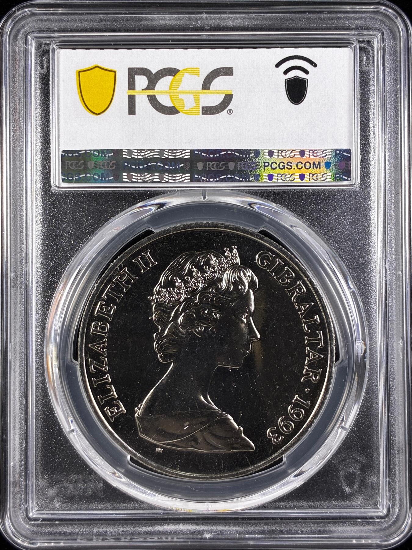 【雨安】【直播拍卖】【世界币章122期-评级币】2025-12-27 周六 19:30 保真 [评级现代] Gibraltar 直布罗陀 1克朗 1993年 维多利亚 PCGS-PL67