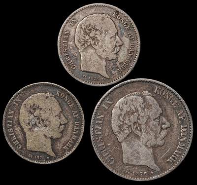 修遠堂世界钱币第九十九期 - 丹麦海豚1，2克朗银币3枚 总重29.14g，含银80%