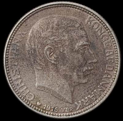 修遠堂世界钱币第九十九期 - 1916年丹麦海豚1克朗银币 7.48g，含银80%