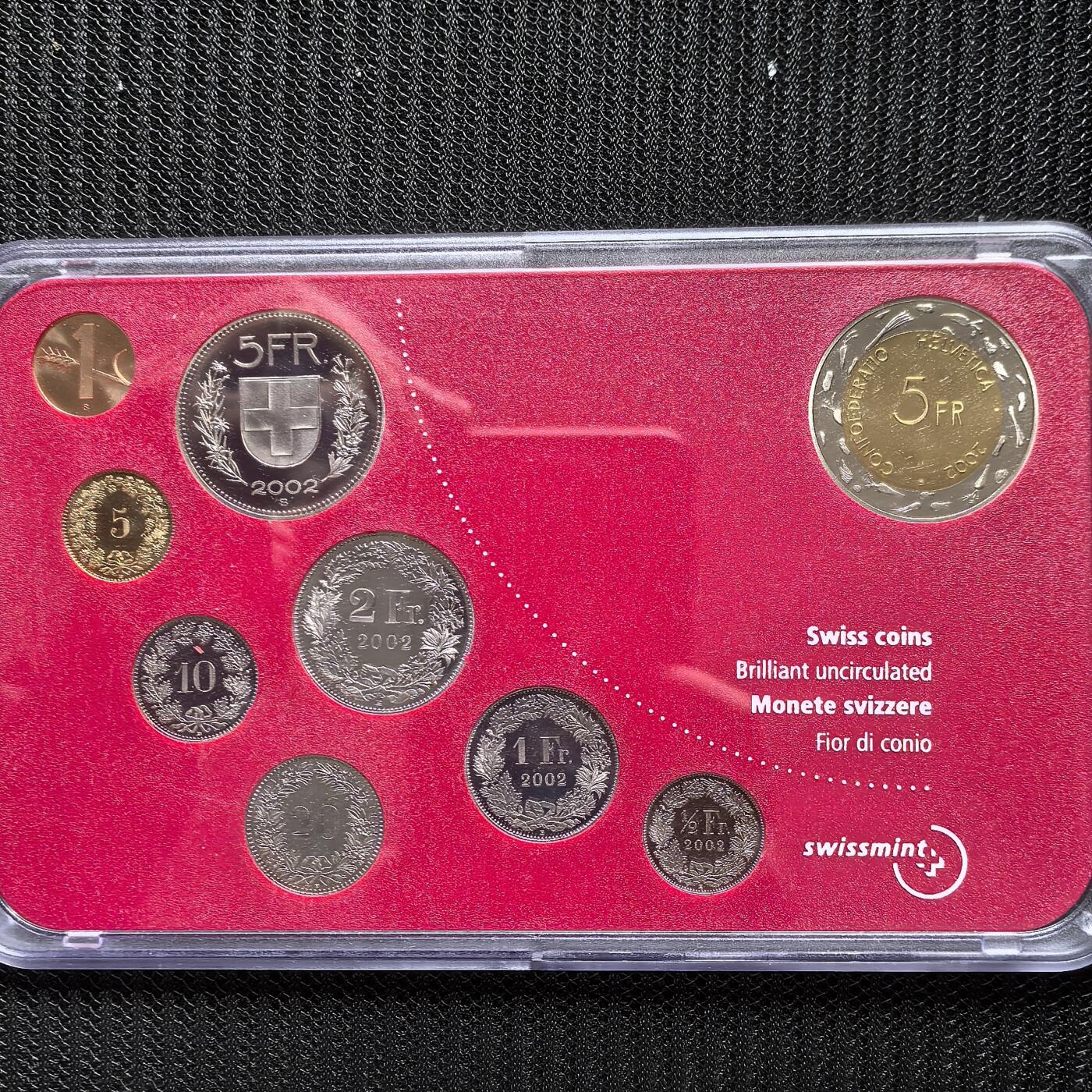 道一币馆币章第一百六十二场 原包装 瑞士2002年抵御萨伏依公爵军队入侵400周年精制纪念套币十枚  含5法郎事件纪念币