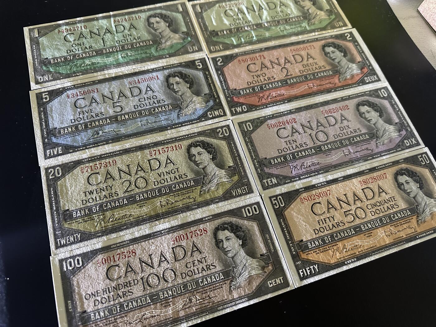 《外钞收藏家》第五百九十七期（年底收官场）（本平台长期征集拍品、欢迎藏友们联系合作） 加拿大风景版1-100加元 8张一起 非全新 品相如图