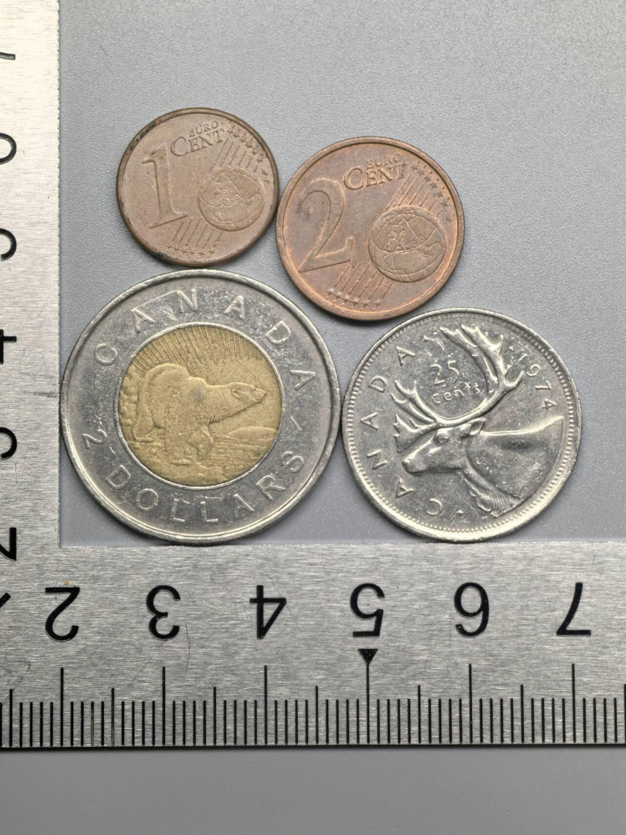 小驴勋章奖章收藏12月27日周六晚六点拍卖（珍爱和平，收藏战争，铭记历史，勿忘国耻，忠党爱国。有偿代拍，送拍规则在简介最后，参拍须阅读规则后再参拍，关系到运费包装发货时效真假辨别等关键信息，拍卖时不再发原图，看大图店主微信码在拍卖店铺介绍里） 欧元1、2分硬币，加拿大2元25分硬币一组