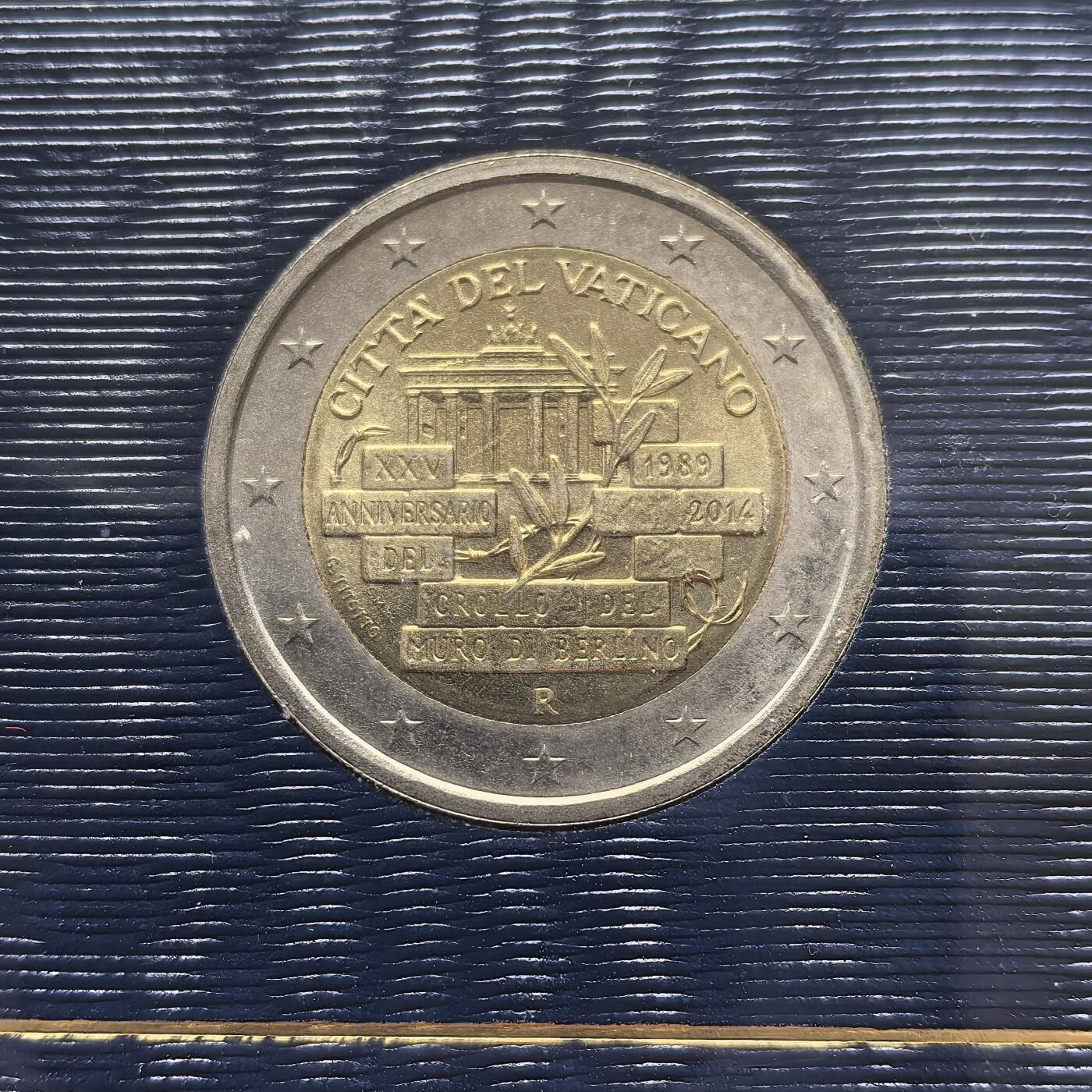 道一币馆币章第一百六十二场 原包装 梵蒂冈2014年柏林墙倒塌25周年2欧元纪念币 100400