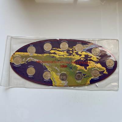 🌹外币初藏🌹🐯2025年第146场  每周二四六晚8️⃣点 接代拍 - 加拿大2000千禧年25分纪念币12枚套