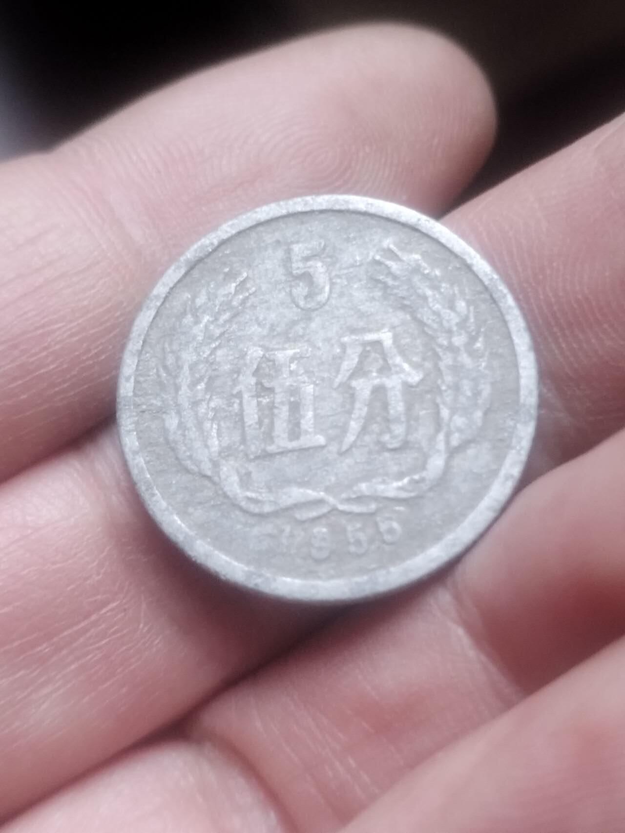 小小小钱币 1955年五分。