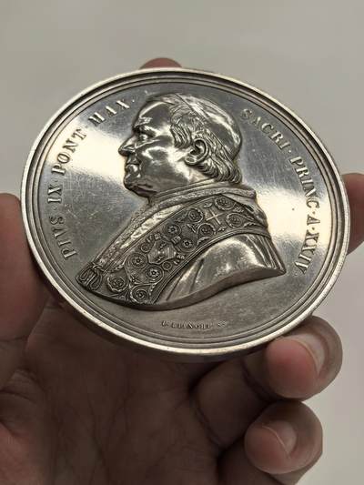 博洋堂世界钱币拍卖第154期（全场包邮） 梵蒂冈1869年第一届大公会议大银章，74mm，190克。