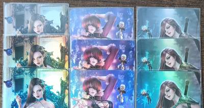 花开卡拍第53期（12月28号周日截拍，品控勿拍!!!拍品不寄存，运费5元，自制卡难免瑕疵，可能存在轻微撞角爆边等出厂瑕疵，品控介意勿拍！） - acg小人系列 3人物三宫 折光彩闪