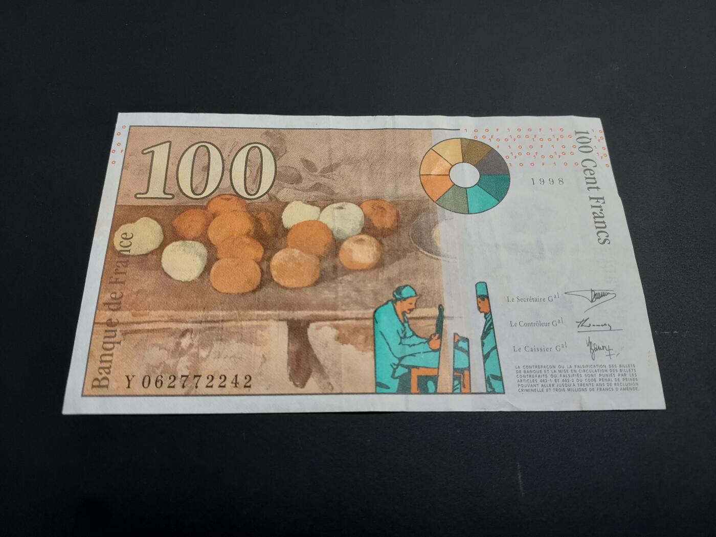 博彦收藏   1月3日 8点钱币专场 全场包邮 1998 法国100法郎 8-85品