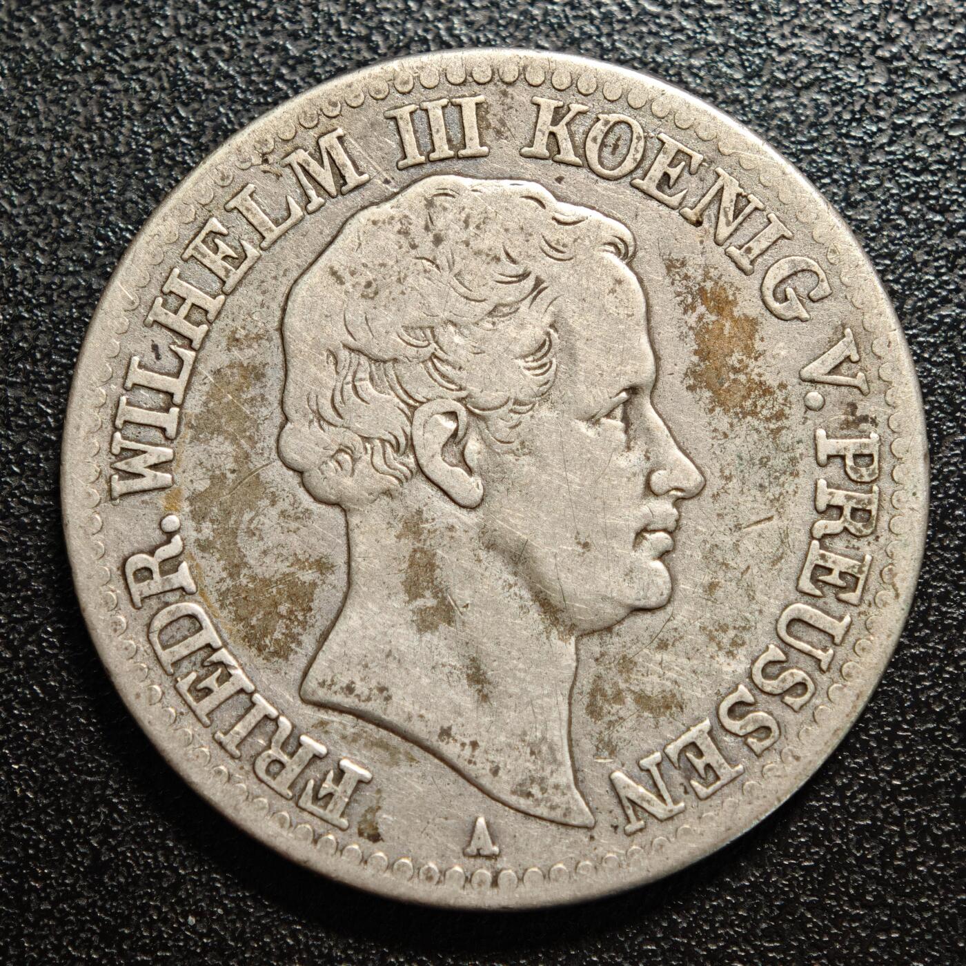 【德藏】世界币章拍卖第159期(元旦专场拍卖) 1831年 德国普鲁士威廉三世泰勒银币 直径约：34.2mm；重约：21.5g