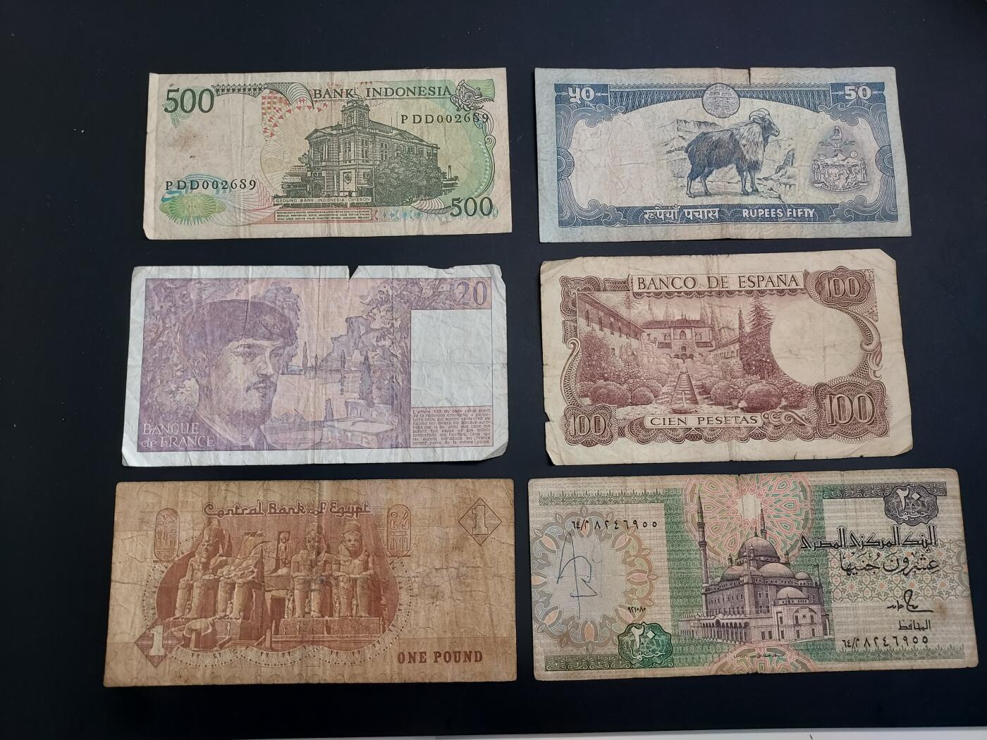 博彦收藏   1月3日 8点钱币专场 全场包邮 印尼等外国纸币6张流通品