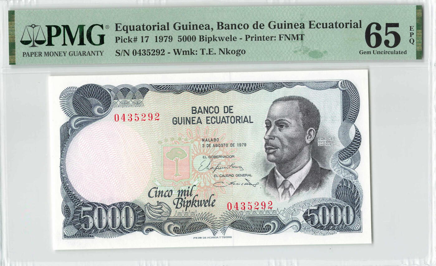 小福收藏拍卖第200期 【庆典场 中拍就有好礼相赠】评级币精选场 本期有捷克斯洛伐克20年100克朗慕夏作品大珍 69分倒置百位号布隆迪世界最大纸币  35年版加拿大经典 苏格兰格拉斯哥大学500年纪念钞倒置小号 卡塔尔80年100里亚尔冠军分 美国教育券 意大利拉斐尔 乌克兰 库克群岛 墨西哥 南斯拉夫 亚美尼亚等多国精美高分珍稀老钞精品纸币 赤道几内亚 1979年 5000埃奎勒 少见品种 最高值 PMG65 EPQ 季军分