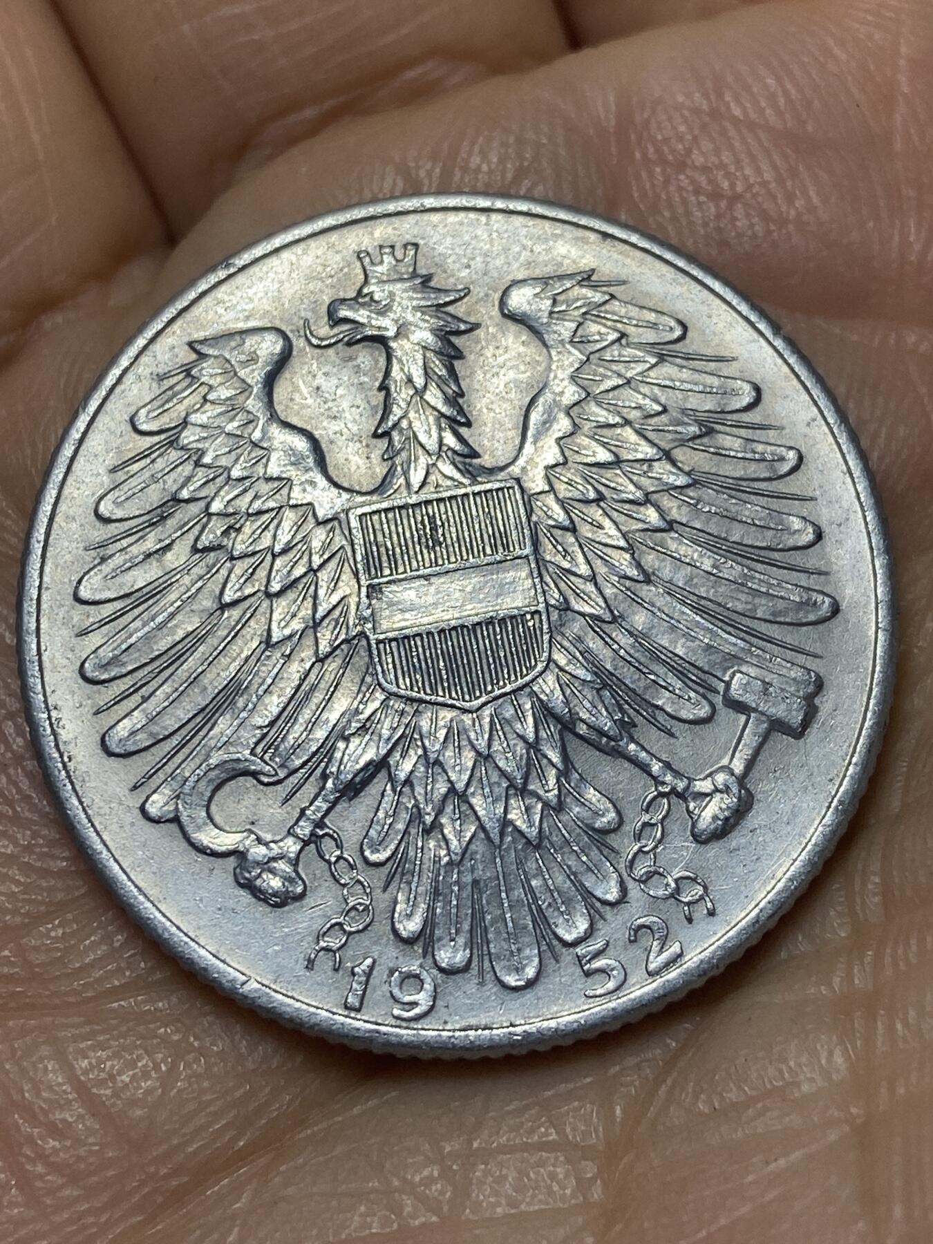 2025年第一百四十场(总第一百六十六场）外国好品散币场(免佣金) 好品保存不易–奥地利🇦🇹1952年5先令大铝币(二战后首套流通硬币)