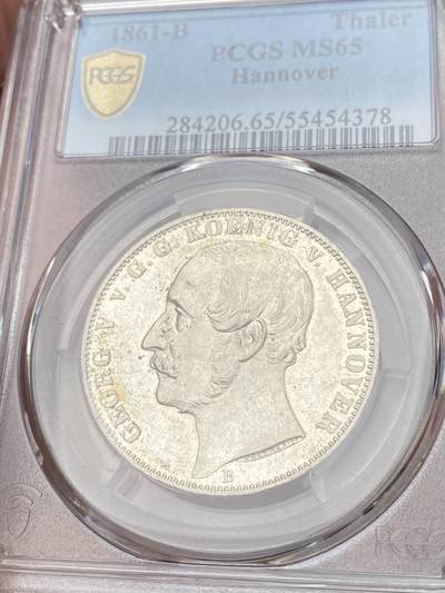万国钱币拍卖第058期（万国新年大拍） PCGS MS65 1861年德国汉诺威流通狮马泰勒 流通狮马中的少见年份 BU品质极其难得 极强的浮雕镜面和喷砂质感 实物上手状态惊艳 PC亚军分更高仅一枚