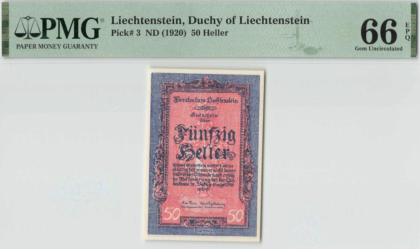 小福收藏拍卖第198期 评级币精选场  本期有菲律宾百位靓号100000比索超大纪念钞 苏里南25000盾花鸟版最高值 柬埔寨珍品56年50瑞尔 南越未发行版最高值打飞机  巴哈马彩背 老挝中国代印57年样钞 匈牙利 斯洛伐克 法罗群岛等多国精美高分珍稀老钞精品纸币 列支敦士登 1920年 50赫勒 百年老钞 PMG66 EPQ 亚军分