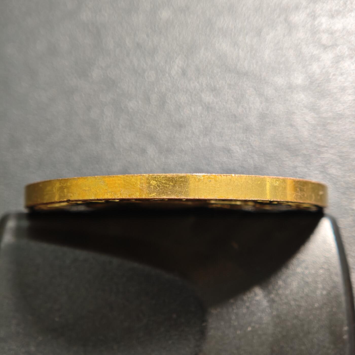 【德藏】世界币章拍卖第159期(元旦专场拍卖) 1923年 德国德紧威斯特法伦5百万马克马币镀金铜币 金水十足 直径约：43.9mm；重约：33.8g