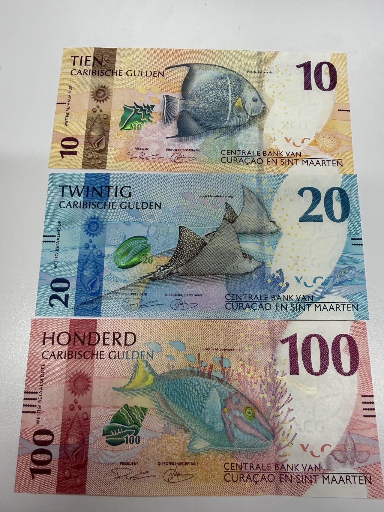 🐍甜小邱世界纸币收藏🐍第138期精品场💐 99尾二同 全新UNC 库拉索 10-20-100 东加勒比盾 2025 最新版 非常精美