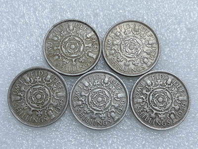 第一海外回流一元起拍收藏 散集专场  第283期 - 英国1956年2先令硬币 5枚