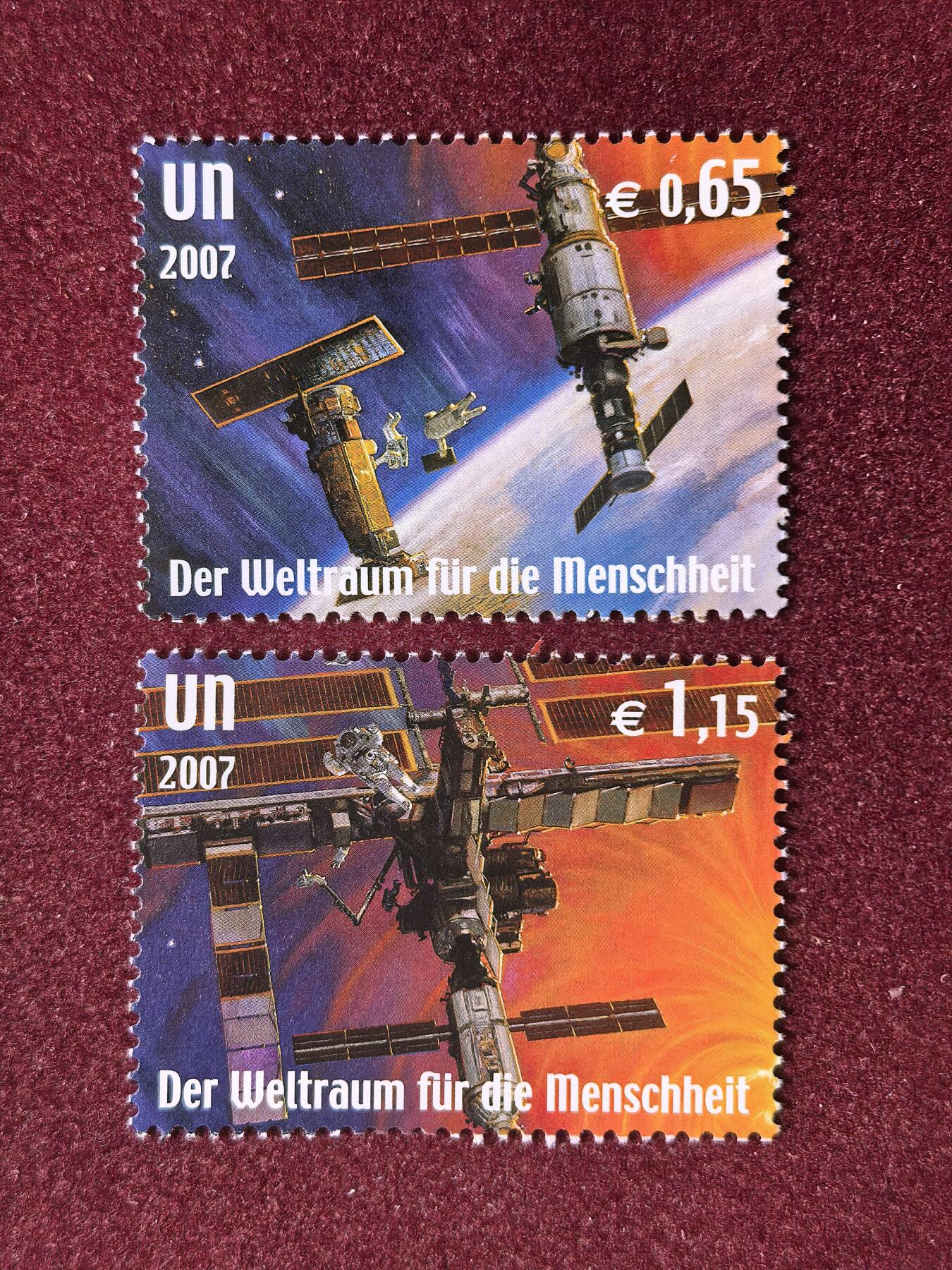 联合阁邮币社™ ——“多国邮票”👍🏻👏🏻👍🏻👏🏻 联合国2007 探索宇宙  航天站2全 