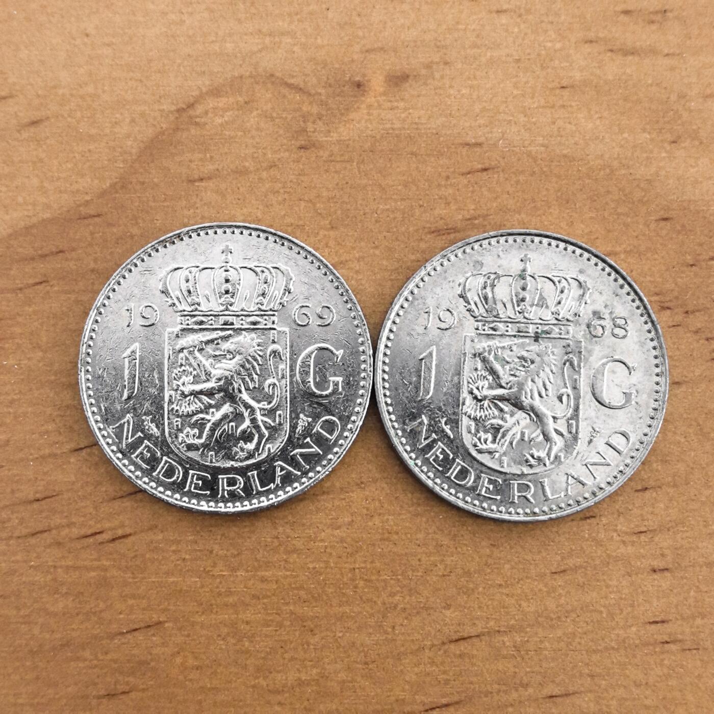 各国硬币第7期 无佣金 荷兰1盾2枚