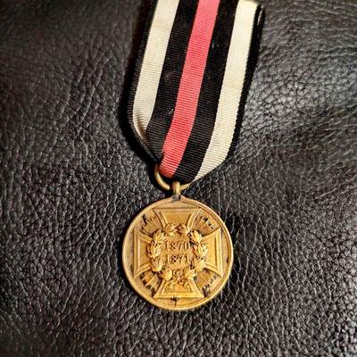 时顺第二十八拍 - 普鲁士1870-1871普法战争胜利奖章，战斗人员版，带边铭，用缴获的法军火炮熔铸而成