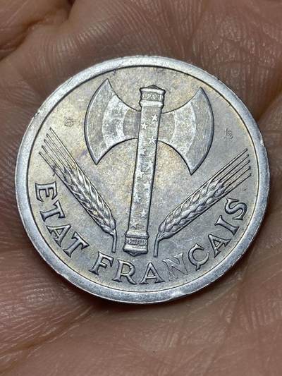 2025年第一百四十场(总第一百六十六场）外国好品散币场(免佣金) - 少见–法国1944年2法郎(维希傀儡政府时期，B标博蒙莱罗热造)