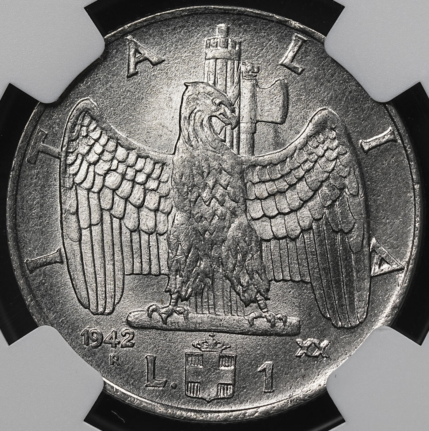 修遠堂世界钱币第九十九期 NGC MS64 1942年意大利1里拉