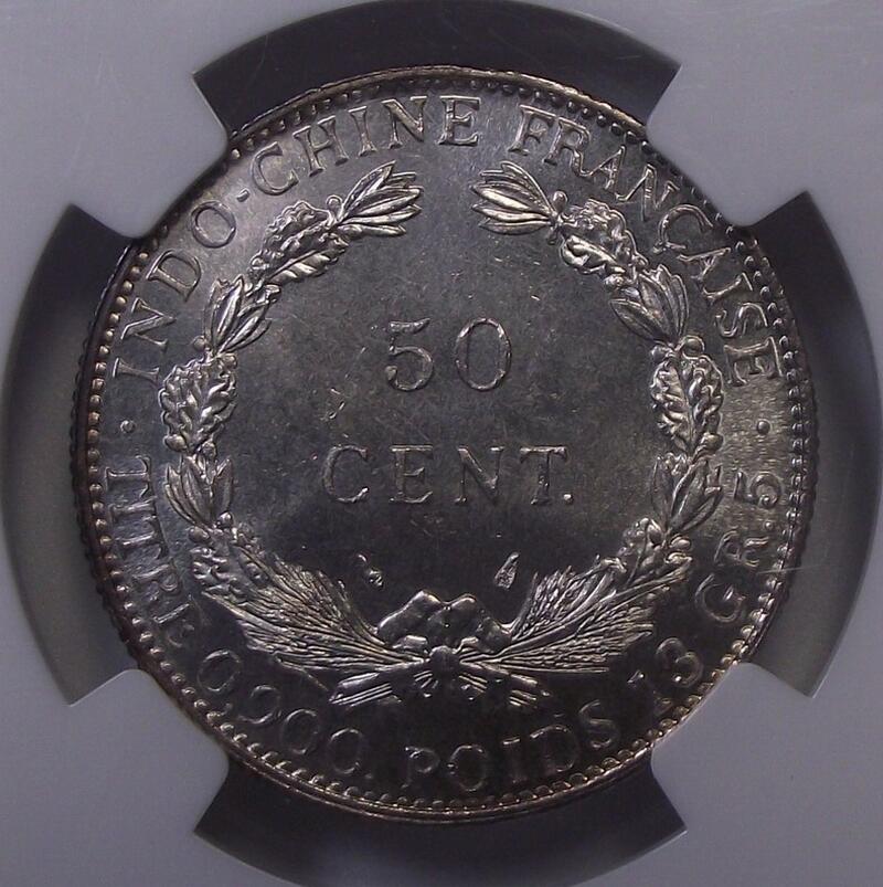 【NGC-MS66冠军】法属印支1936年50分坐洋银币
