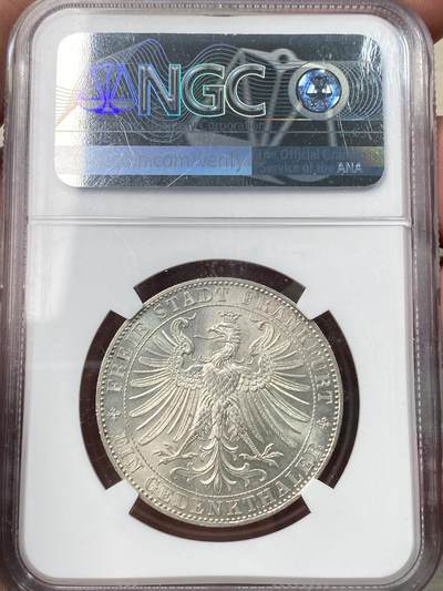万国钱币拍卖第058期（万国新年大拍） NGC MS65 1863年德国法兰克福王子会议泰勒 银光寒霜质感纵享丝滑 非常难得的BU典藏级品质