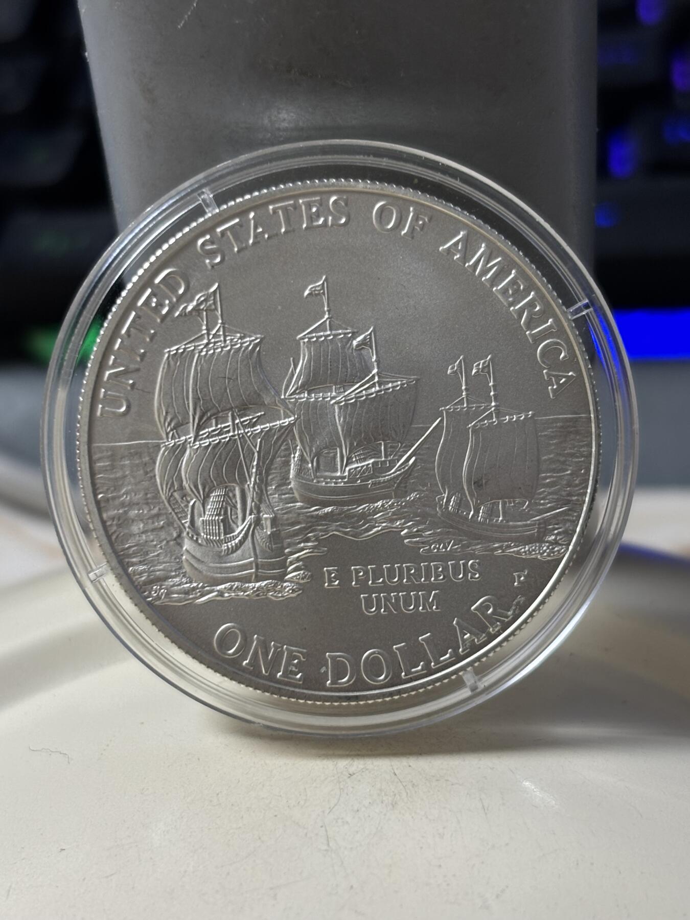 第186期拍卖 获奖美国2007年詹姆斯敦建城400周年纪念银币,900银，26.72克，荣获世界硬币大奖赛