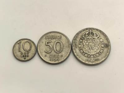 博洋堂世界钱币拍卖第154期（全场包邮） 瑞典小银币一组3枚