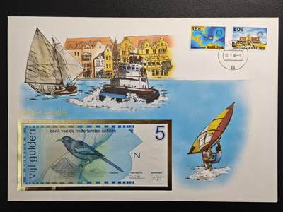 【德藏】世界币章拍卖第159期(元旦专场拍卖) - 1988年 荷属安的列斯5盾纸币邮票纪念封