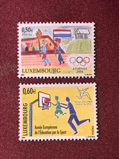 联合阁邮币社™ ——“多国邮票”👍🏻👏🏻👍🏻👏🏻 - 卢森堡2004欧洲体育教育年篮球奥运火炬2全新