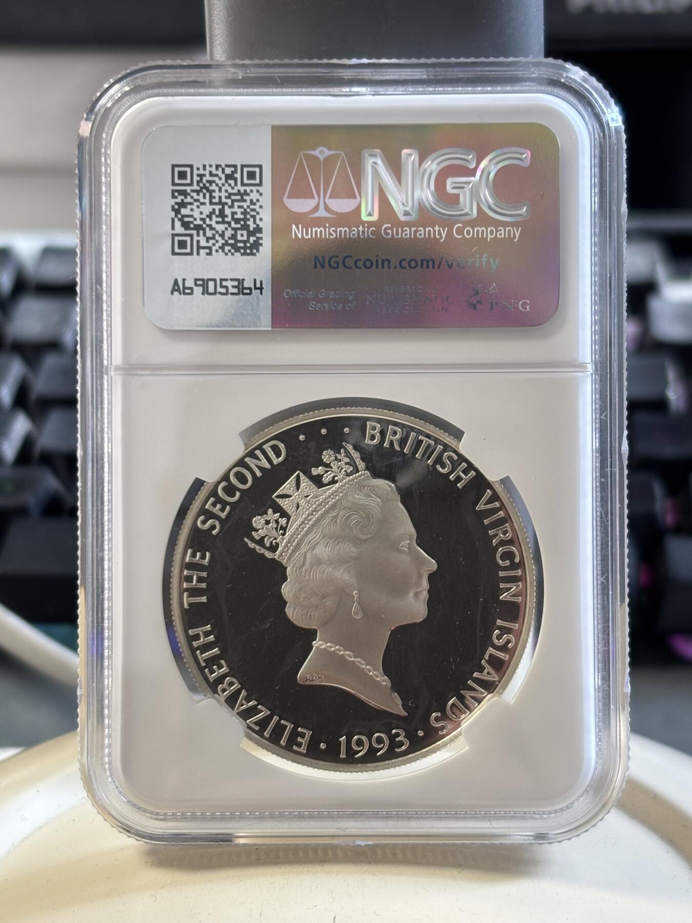 第186期拍卖 维尔京1993年动物黑脚雪貂21.59克银币NGC-PF67,925银