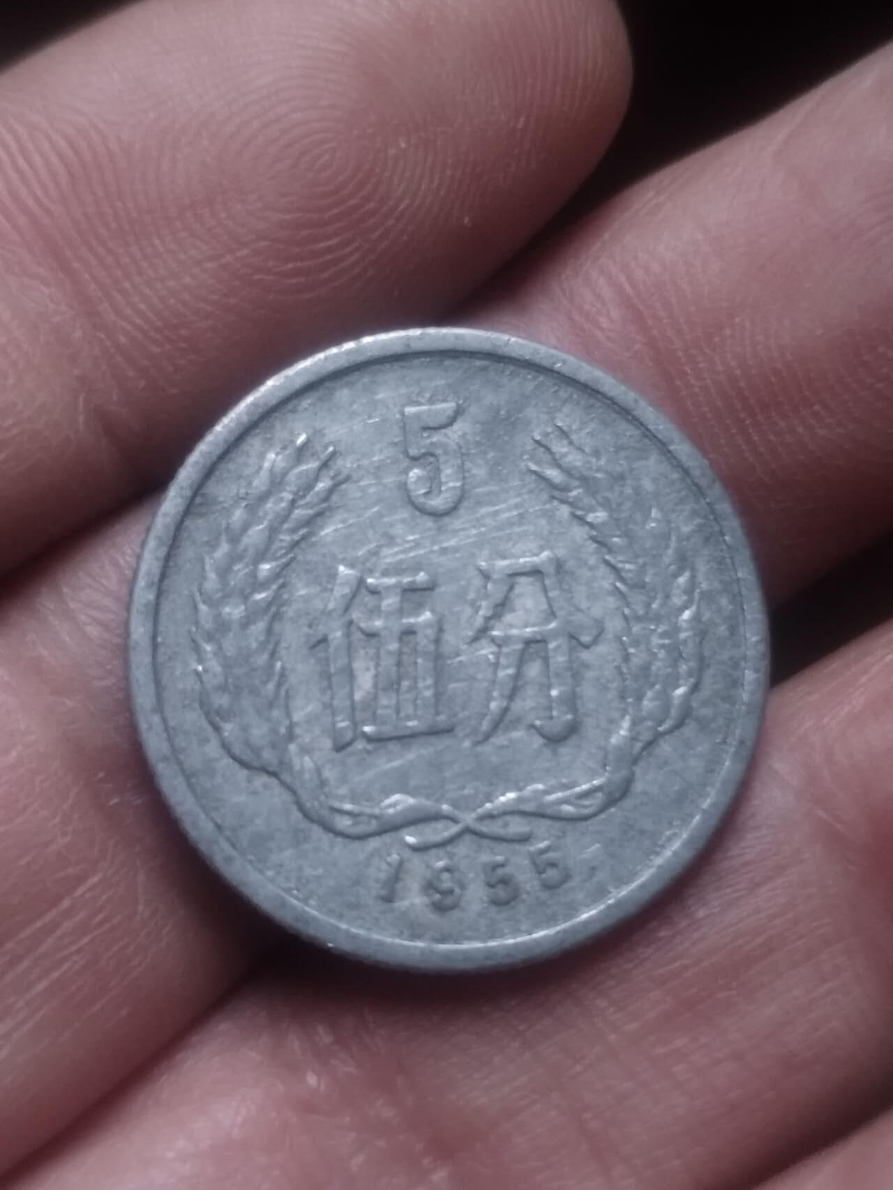 小小小钱币 1955年五分。