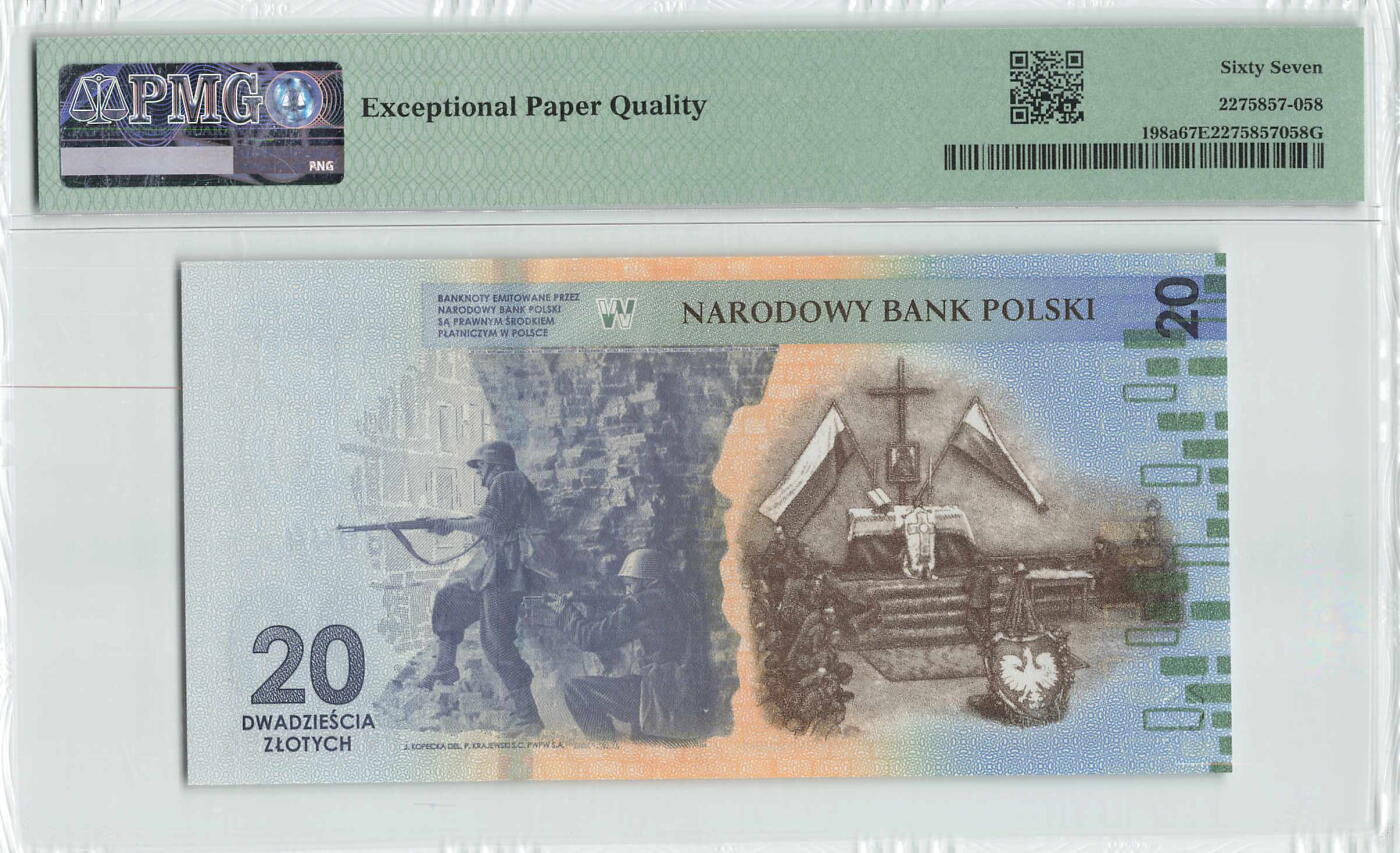 小福收藏拍卖第200期 【庆典场 中拍就有好礼相赠】评级币精选场 本期有捷克斯洛伐克20年100克朗慕夏作品大珍 69分倒置百位号布隆迪世界最大纸币  35年版加拿大经典 苏格兰格拉斯哥大学500年纪念钞倒置小号 卡塔尔80年100里亚尔冠军分 美国教育券 意大利拉斐尔 乌克兰 库克群岛 墨西哥 南斯拉夫 亚美尼亚等多国精美高分珍稀老钞精品纸币 波兰 2024年 20兹罗提 无47 豹子号0033555 PMG67 EPQ 亚军分