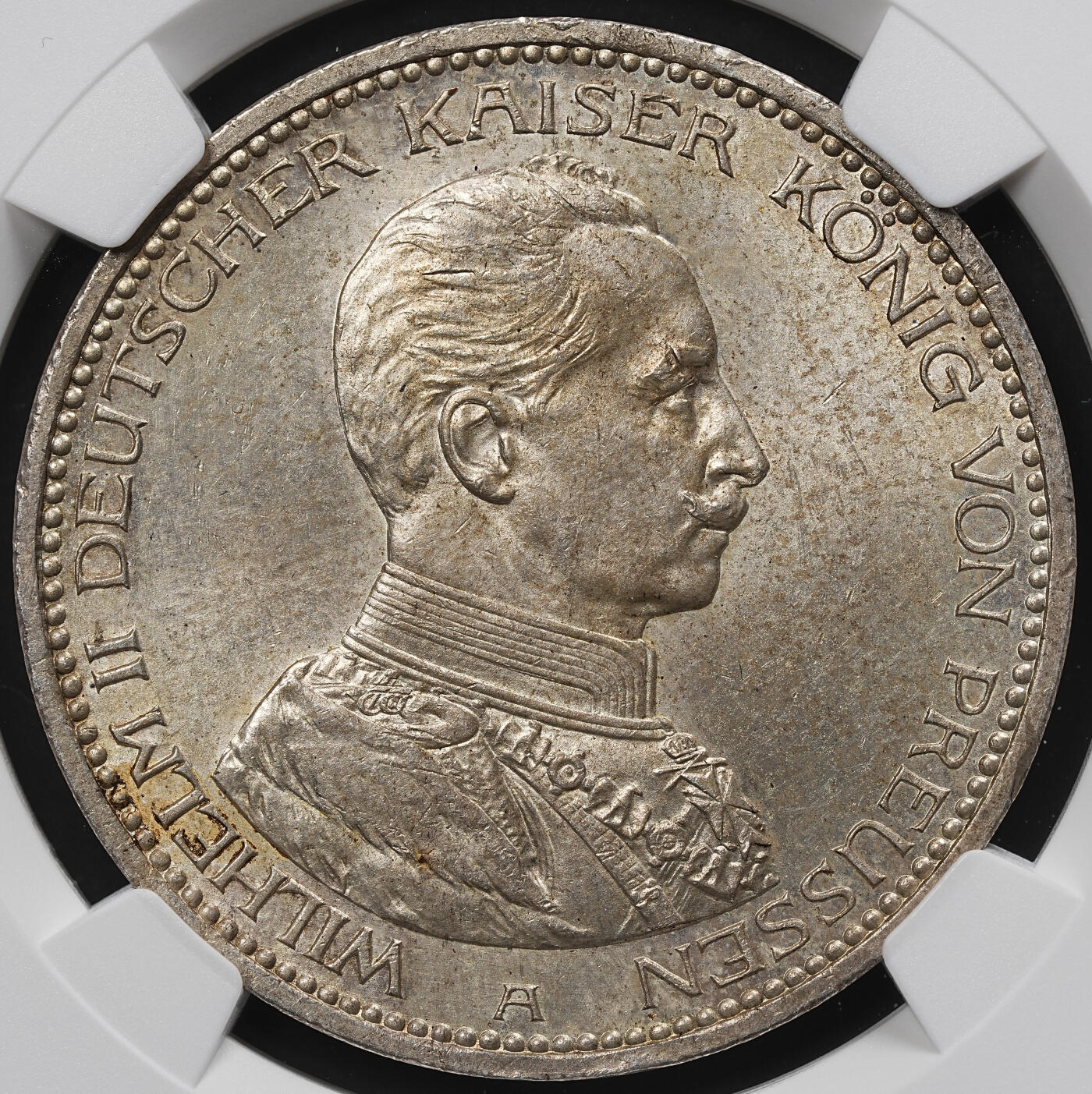 修遠堂世界钱币第九十九期 NGC MS64 1913年威廉二世军装5马克大银币 流通版5马克MS不多见