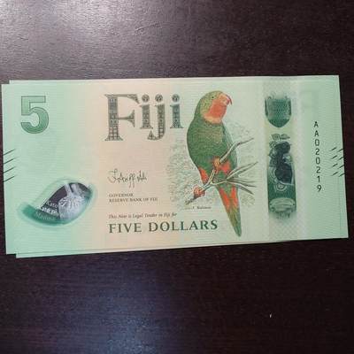 世界钱币～微拍第221期暨2025年第61期  最新货品（群里先挑剩）选购 - 2025年斐济5元塑料钞 全新绝品无47尾号219