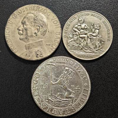 【德藏】世界币章拍卖第159期(元旦专场拍卖) - 3枚一组 欧洲金属纪念章 详细尺寸请看拍品介绍