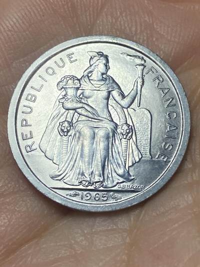 2025年第一百四十场(总第一百六十六场）外国好品散币场(免佣金) - 法属波利尼西亚1965单年份1法郎(第一套流通硬币)