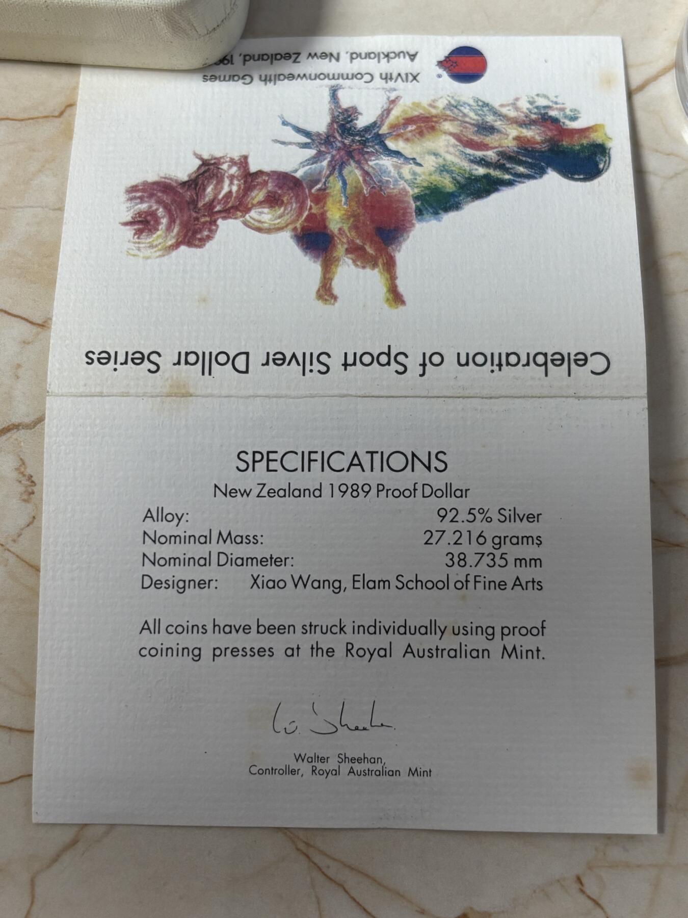 第186期拍卖 新西兰1989年英联邦运动会精制全新银币4枚，925银，27.216克*4，