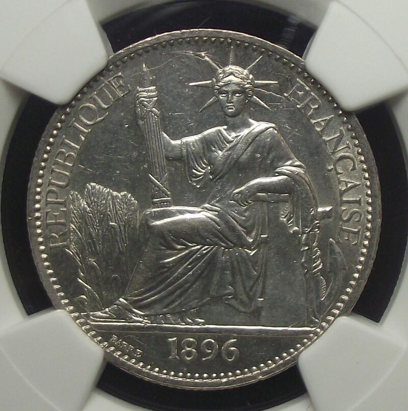 【NGC-MS62】法属印支1896年50分坐洋银币