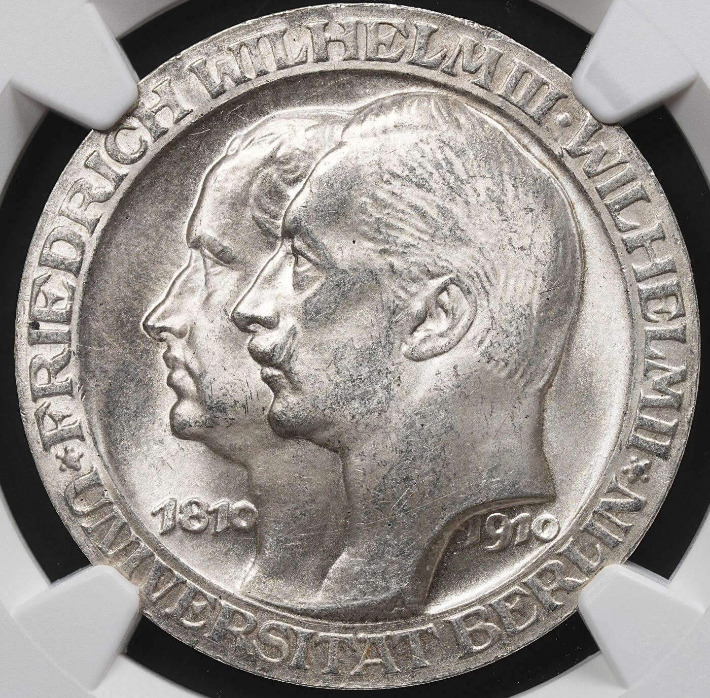 修遠堂世界钱币第九十九期 NGC MS63 1910年普鲁士-柏林大学百年纪念3马克银币