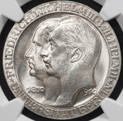修遠堂世界钱币第九十九期 - NGC MS63 1910年普鲁士-柏林大学百年纪念3马克银币