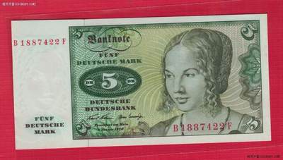 德国(联邦德国 西德)1970年5马克 P-30a 22双尾 实物图 UNC - 德国(联邦德国 西德)1970年5马克 P-30a 22双尾 实物图 UNC